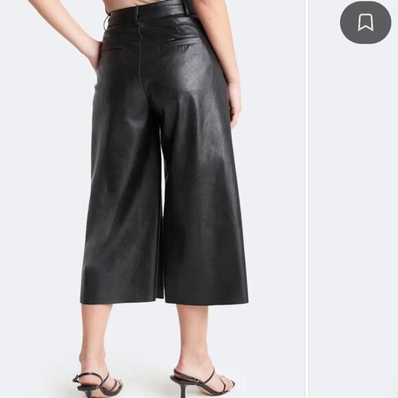 NWT Choosy Noho Wide Leg Vegan Leather Cropped Pants Size 8 - Picture 3 of 8